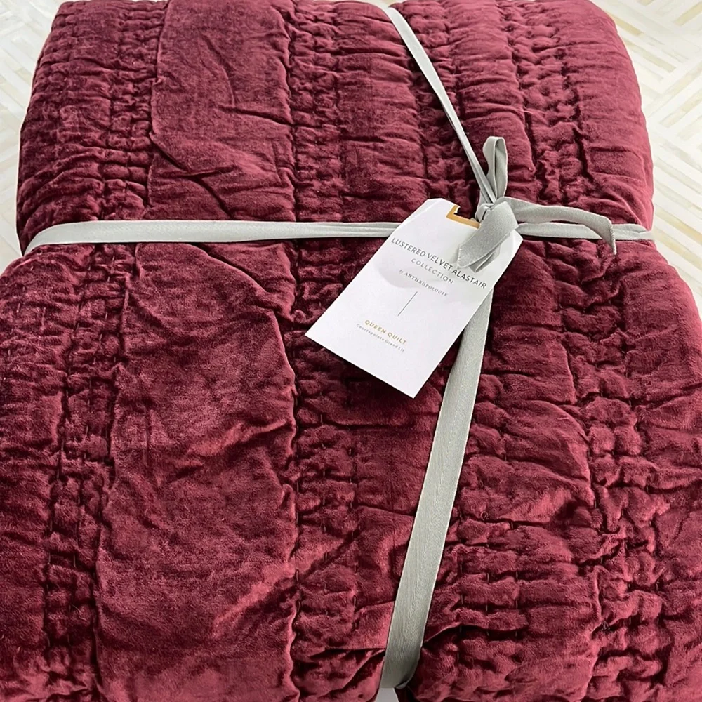 Anthropologie Wine Red Quilted Comforter. This is the comforter only.
